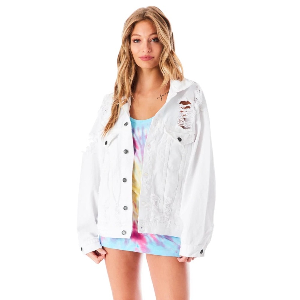 Carmar denim Audrey distressed white jean jacket
